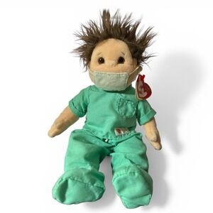 Ty Beanie Kids Tumbles Plush Doll Kids 10" Doctor Nurse Scrubs Teal 1996